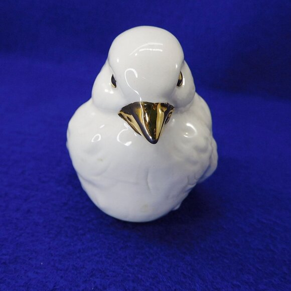 Vintage Goebel White Porcelain Bird Figurine With Gold Accents W. Germany - Picture 7 of 11